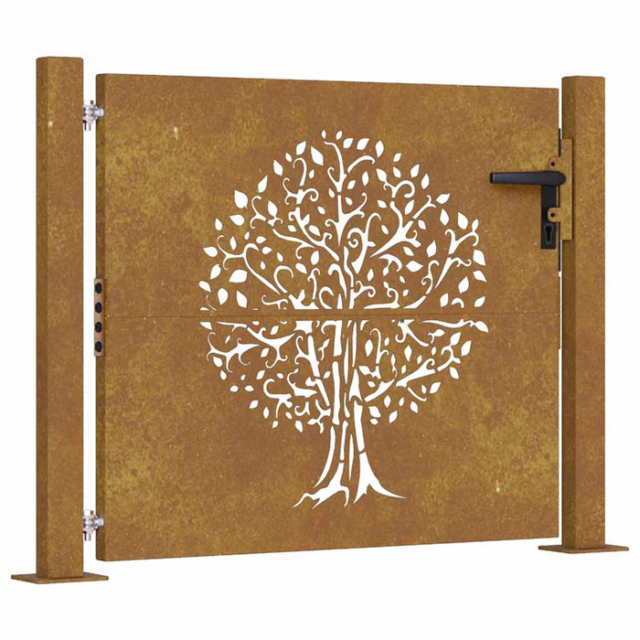 Poartă de grădină 100x100 cm, oțel corten, design copac WALTI