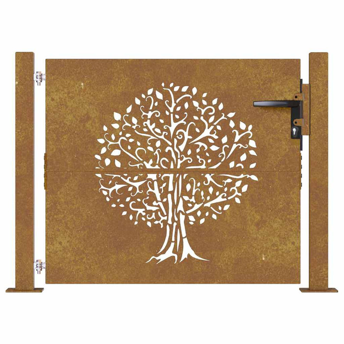 Poartă de grădină 100x100 cm, oțel corten, design copac WALTI