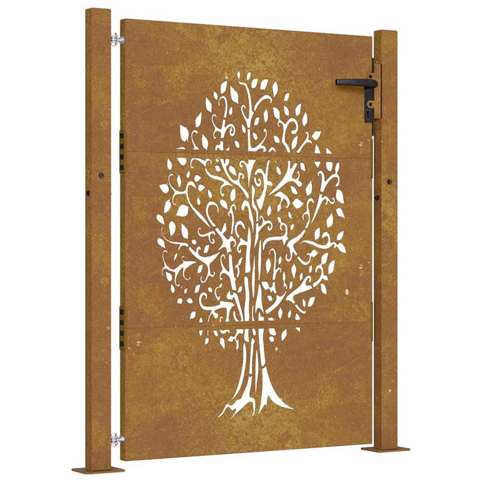 Poartă de grădină 100x150 cm, oțel corten, design copac WALTI