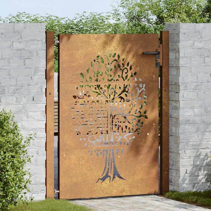 Poartă de grădină 100x150 cm, oțel corten, design copac WALTI