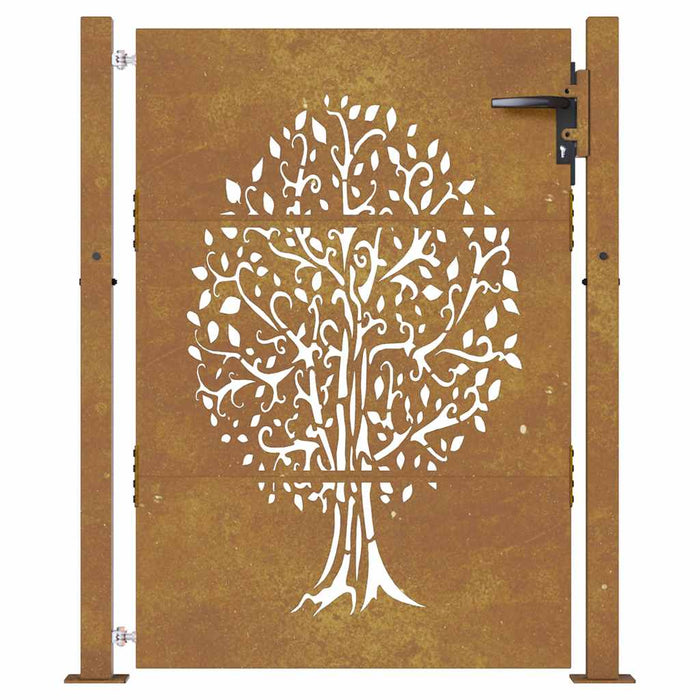 Poartă de grădină 100x150 cm, oțel corten, design copac WALTI