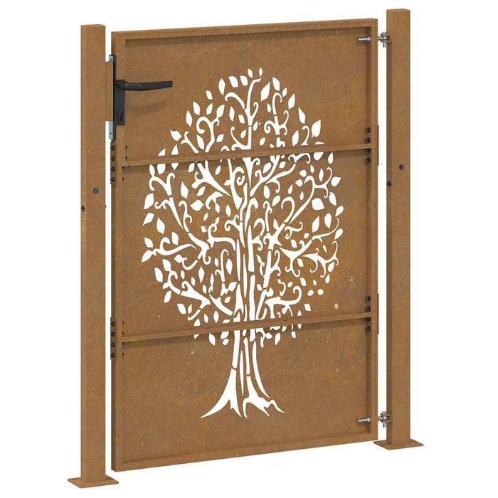 Poartă de grădină 100x150 cm, oțel corten, design copac WALTI