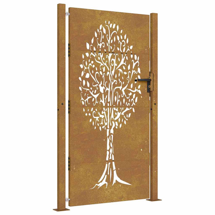 Poartă de grădină 100x175 cm, oțel corten, design copac WALTI