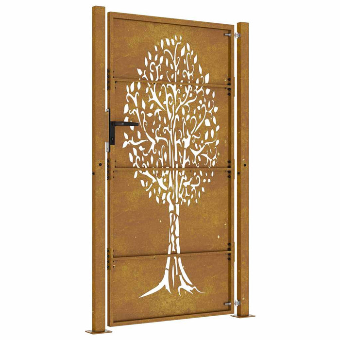 Poartă de grădină 100x175 cm, oțel corten, design copac WALTI