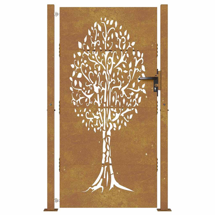 Poartă de grădină 100x200 cm, oțel corten, design copac WALTI