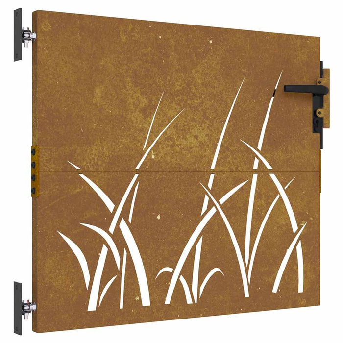 Poartă de grădină 85x75 cm, oțel corten, design cu iarbă WALTI