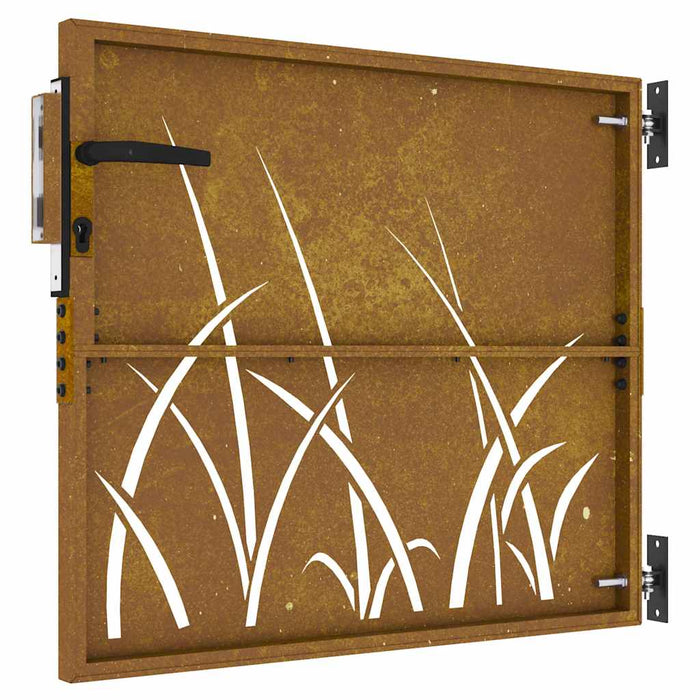 Poartă de grădină 85x100 cm, oțel corten, design cu iarbă WALTI