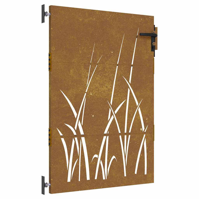 Poartă de grădină 85x125 cm, oțel corten, design cu iarbă WALTI