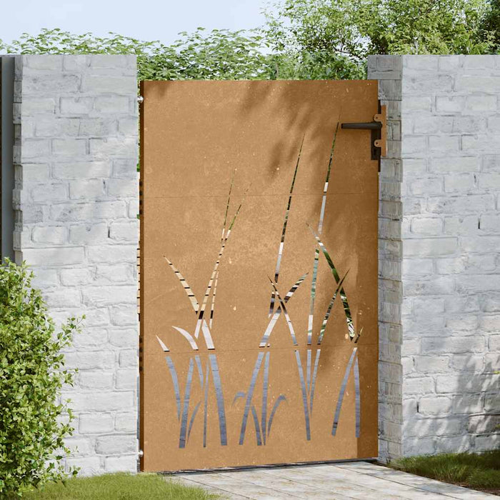 Poartă de grădină 85x125 cm, oțel corten, design cu iarbă WALTI