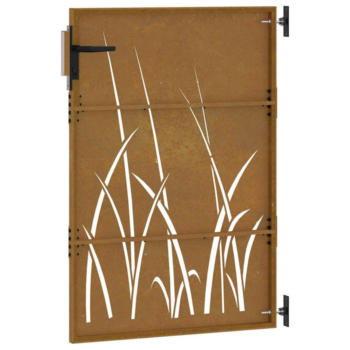 Poartă de grădină 85x125 cm, oțel corten, design cu iarbă WALTI
