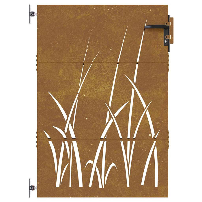 Poartă de grădină 85x150 cm, oțel corten, design cu iarbă WALTI
