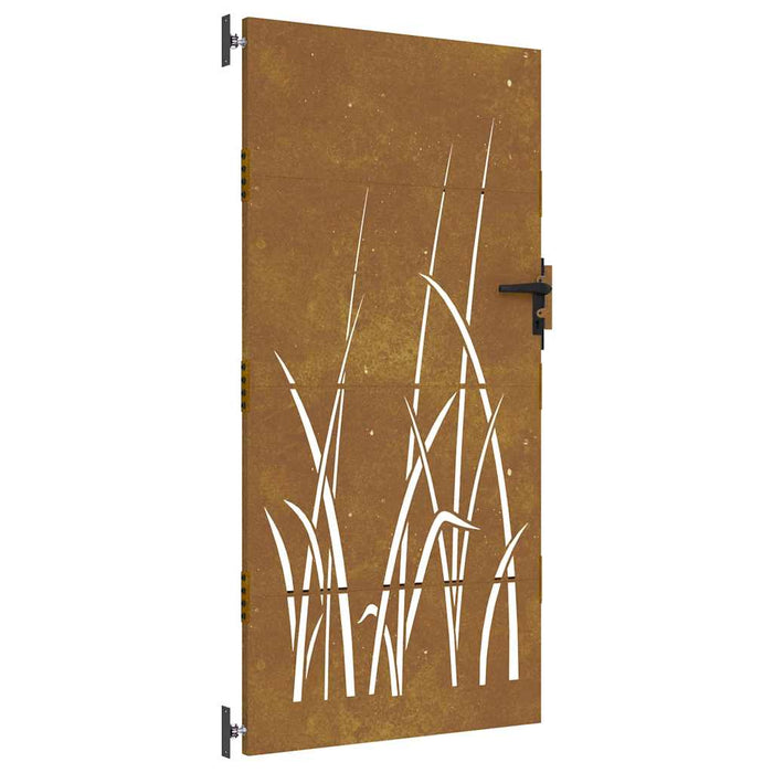 Poartă de grădină 85x175 cm, oțel corten, design cu iarbă WALTI