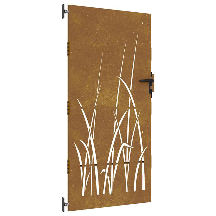 Poartă de grădină 85x200 cm, oțel corten, design cu iarbă WALTI
