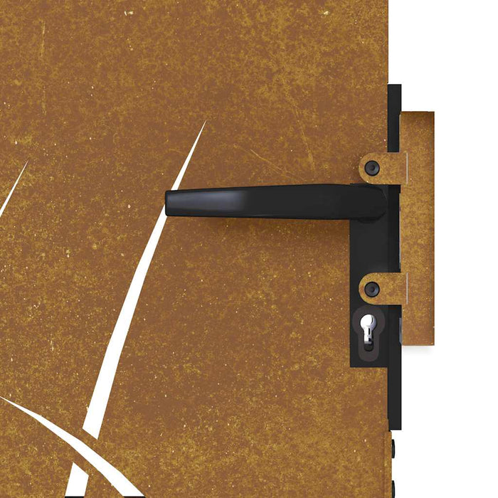 Poartă de grădină 100x100 cm, oțel corten, design cu iarbă WALTI