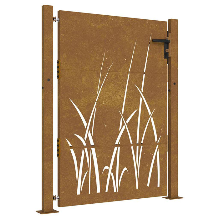 Poartă de grădină 100x150 cm, oțel corten, design cu iarbă WALTI