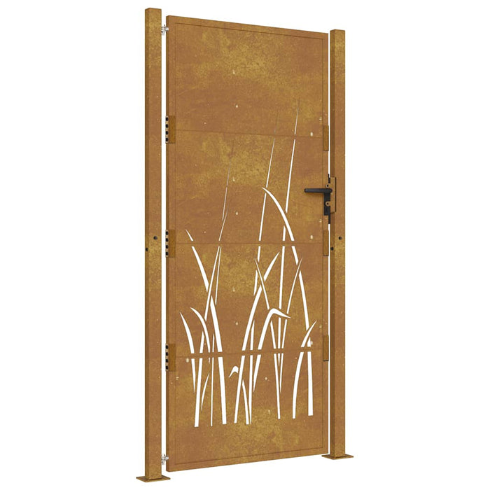 Poartă de grădină 100x175 cm, oțel corten, design cu iarbă WALTI