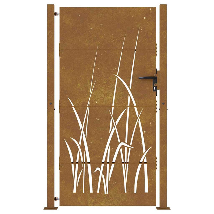Poartă de grădină 100x175 cm, oțel corten, design cu iarbă WALTI