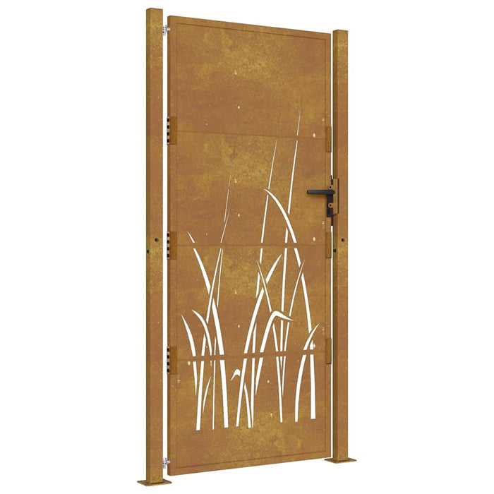 Poartă de grădină 100x200 cm, oțel corten, design cu iarbă WALTI