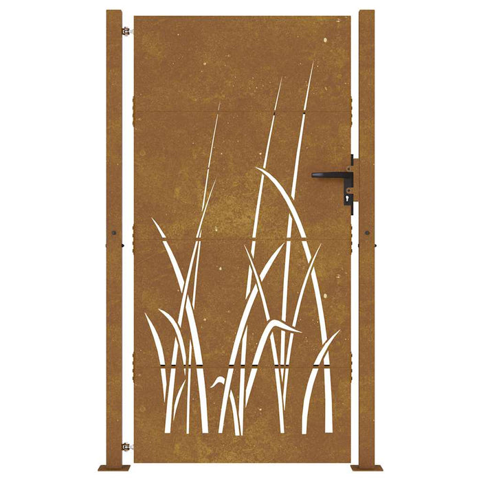 Poartă de grădină 100x200 cm, oțel corten, design cu iarbă WALTI