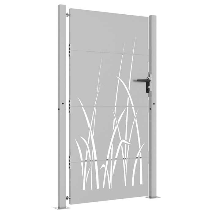 Poartă de grădină 100x200 cm, oțel corten, design cu iarbă WALTI