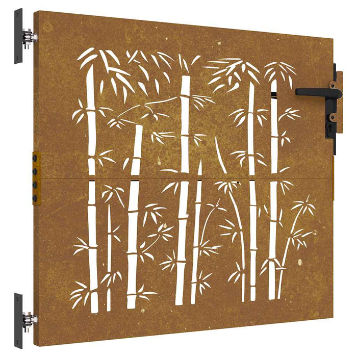 Poartă de grădină 85x100 cm, oțel corten, design bambus WALTI
