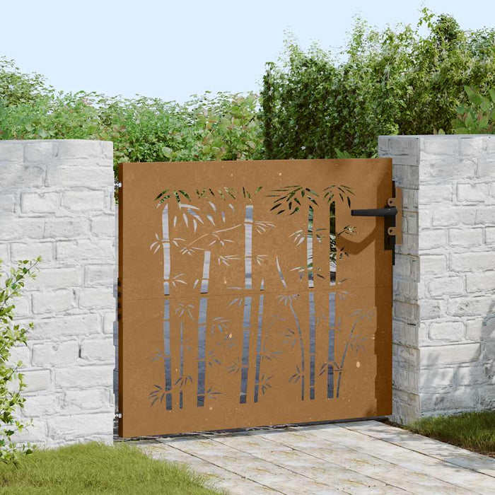 Poartă de grădină 85x100 cm, oțel corten, design bambus WALTI