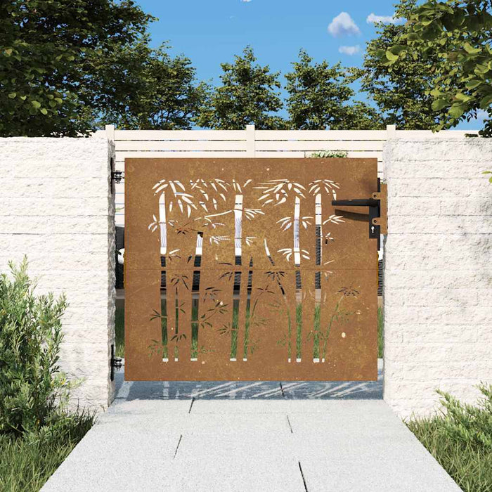 Poartă de grădină 85x100 cm, oțel corten, design bambus WALTI
