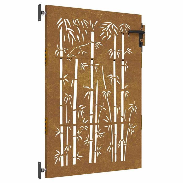 Poartă de grădină 85x125 cm, oțel corten, design bambus WALTI