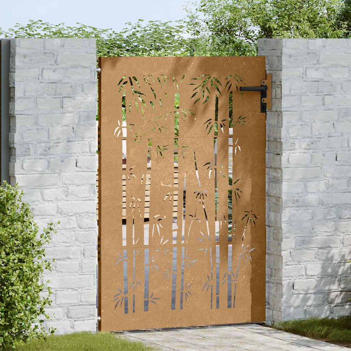 Poartă de grădină 85x125 cm, oțel corten, design bambus WALTI