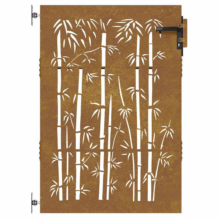 Poartă de grădină 85x125 cm, oțel corten, design bambus WALTI