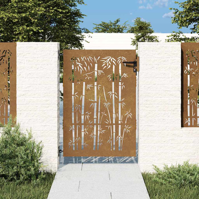 Poartă de grădină 85x125 cm, oțel corten, design bambus WALTI
