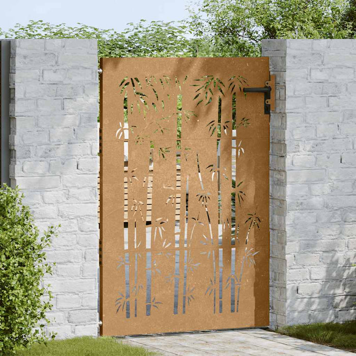 Poartă de grădină 85x150 cm, oțel corten, design bambus WALTI