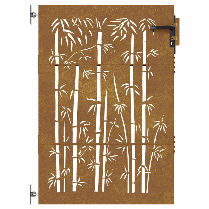Poartă de grădină 85x150 cm, oțel corten, design bambus WALTI