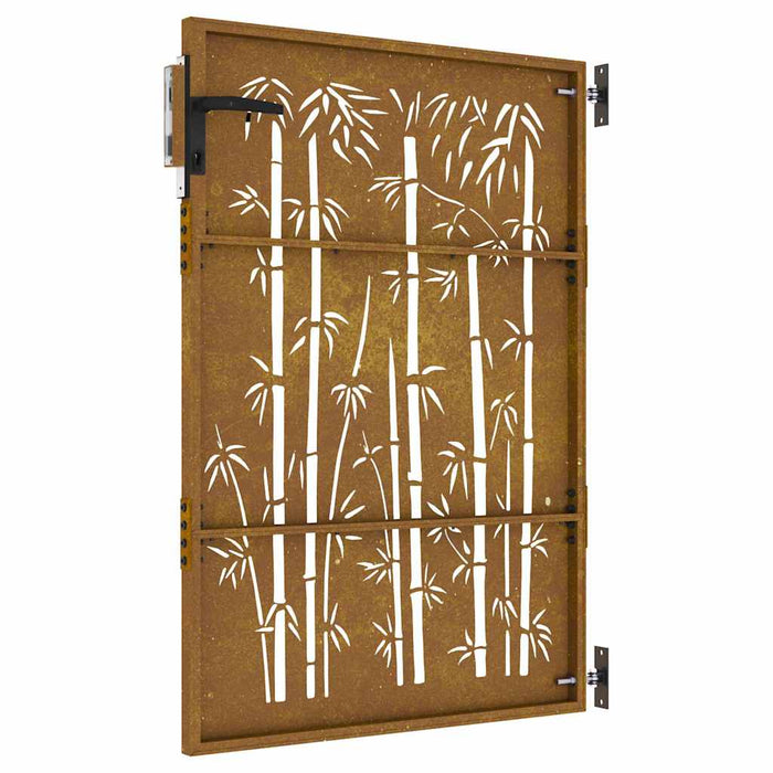 Poartă de grădină 85x150 cm, oțel corten, design bambus WALTI