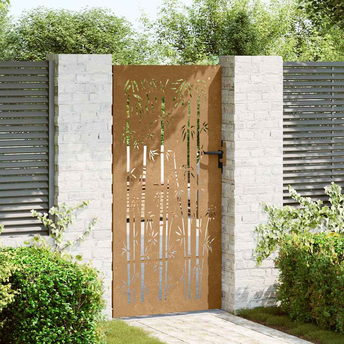 Poartă de grădină 85x175 cm, oțel corten, design bambus WALTI