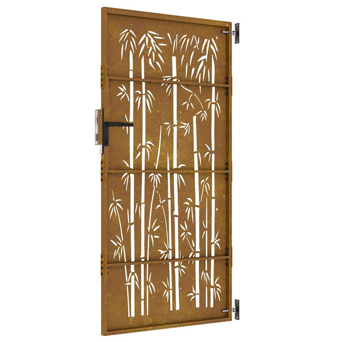 Poartă de grădină 85x175 cm, oțel corten, design bambus WALTI