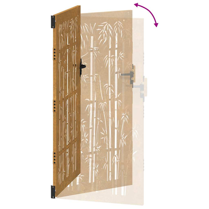 Poartă de grădină 85x175 cm, oțel corten, design bambus WALTI