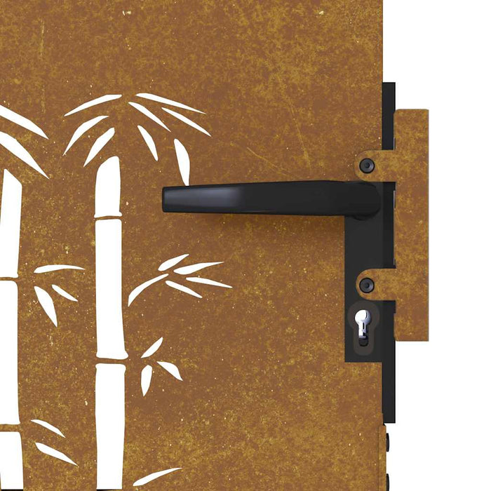 Poartă de grădină 85x175 cm, oțel corten, design bambus WALTI