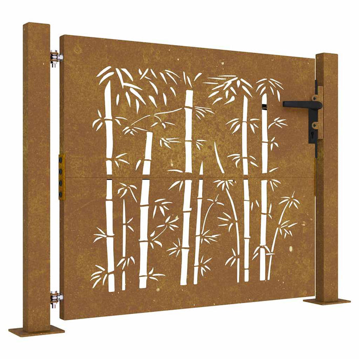 Poartă de grădină 100x75 cm oțel corten, design bambus WALTI