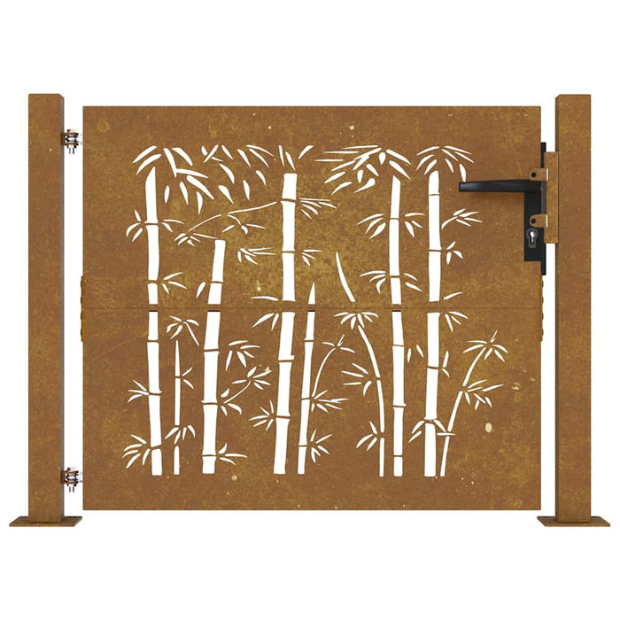 Poartă de grădină 100x75 cm oțel corten, design bambus WALTI