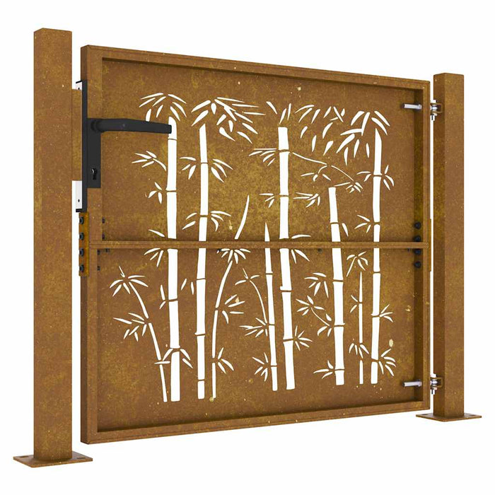 Poartă de grădină 100x75 cm oțel corten, design bambus WALTI