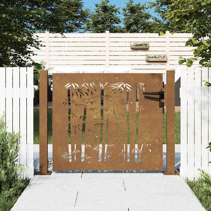 Poartă de grădină 100x75 cm oțel corten, design bambus WALTI