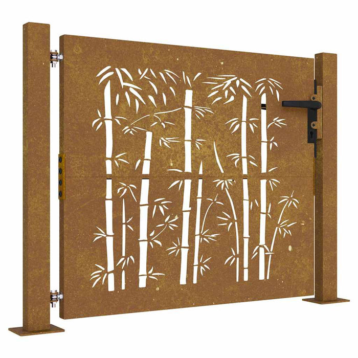 Poartă de grădină 100x100 cm, oțel corten, design bambus - WALTI WALTI