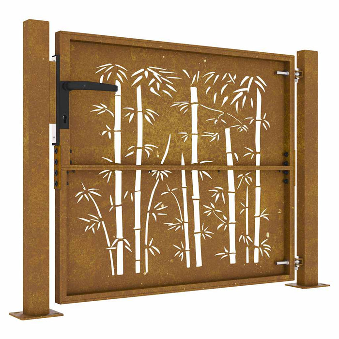 Poartă de grădină 100x100 cm, oțel corten, design bambus - WALTI WALTI