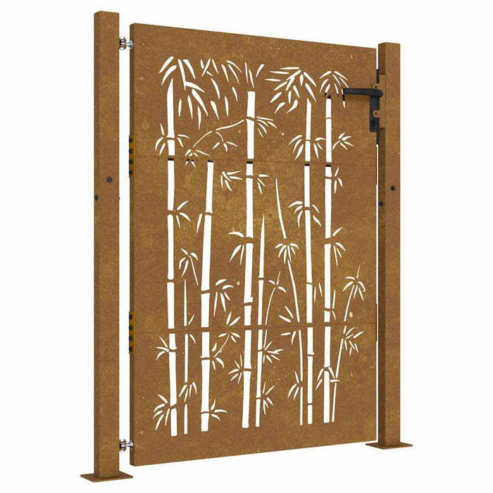 Poartă de grădină 100x125 cm, oțel corten, design bambus WALTI
