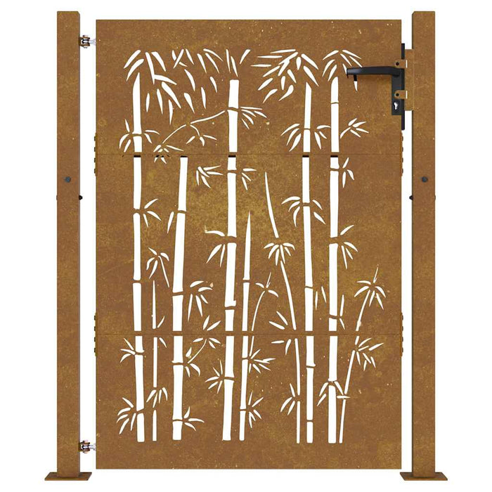 Poartă de grădină 100x125 cm, oțel corten, design bambus WALTI