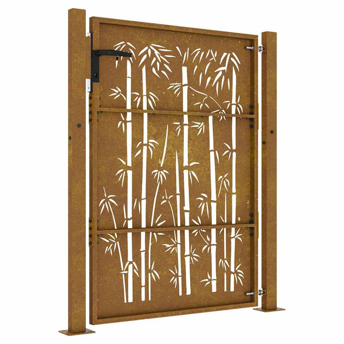 Poartă de grădină 100x125 cm, oțel corten, design bambus WALTI