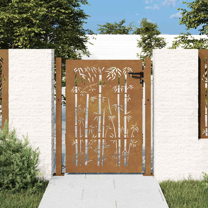 Poartă de grădină 100x125 cm, oțel corten, design bambus WALTI