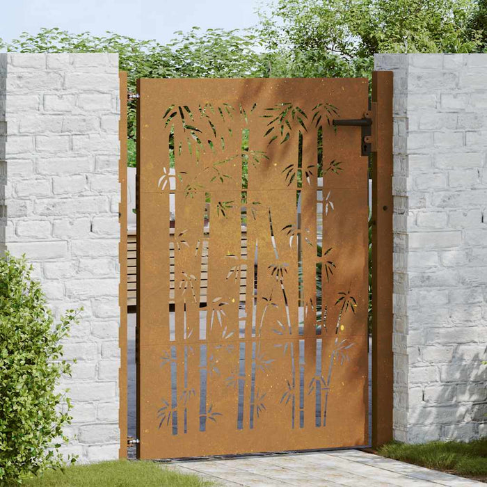 Poartă de grădină 100x150 cm, oțel corten, design bambus WALTI