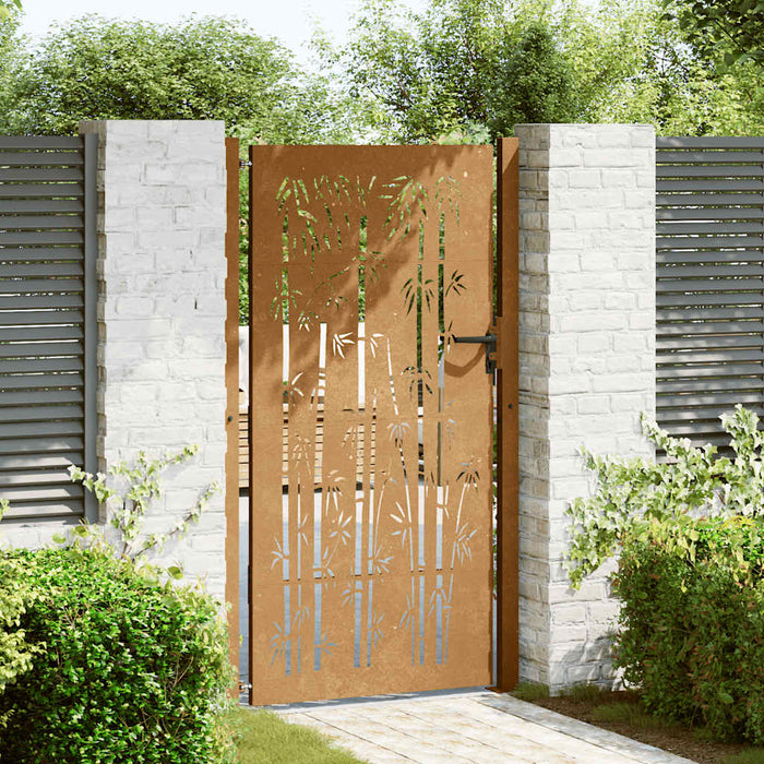 Poartă de grădină 100x200 cm, oțel corten, design bambus WALTI